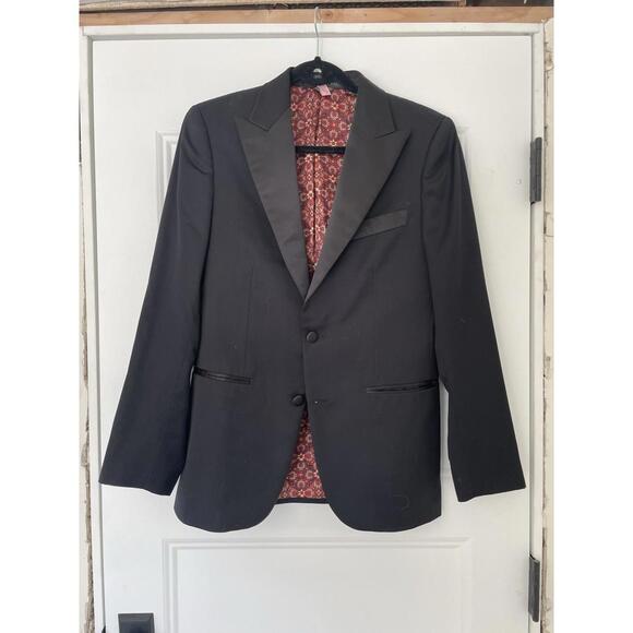 Indochino Wool Cashmere Tuxedo Black Peak 38R 32